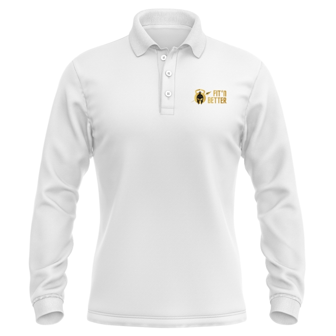 Polo Homme Manches Longues Blanc Fit'N Better